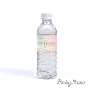 Watercolor Βάπτιση Δίδυμα - Ετικέτα για Μπουκάλι Νερού