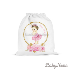 Little Princess Βάπτιση Κορίτσι - Πουγκί Υφασμάτινο με Κορδόνι