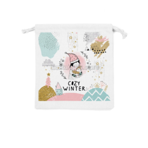 Cozy Winter Βάπτιση Κορίτσι – Πουγκί Υφασμάτινο με Κορδόνι