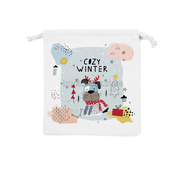 Cozy Winter Βάπτιση Αγόρι – Πουγκί Υφασμάτινο με Κορδόνι