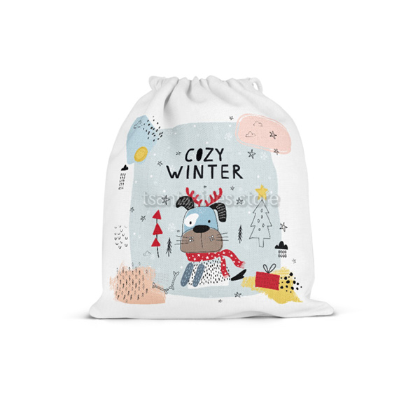 Cozy Winter Βάπτιση Αγόρι – Πουγκί Υφασμάτινο με Κορδόνι