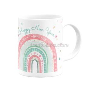 Xmas Rainbow Κεραμική Κούπα για Βάπτιση Κορίτσι