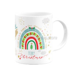 Xmas Rainbow Boy Κεραμική Κούπα για Βάπτιση Αγόρι