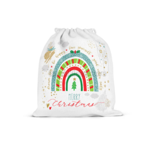 Xmas Rainbow Boy Βάπτιση Αγόρι – Πουγκί Υφασμάτινο με Κορδόνι