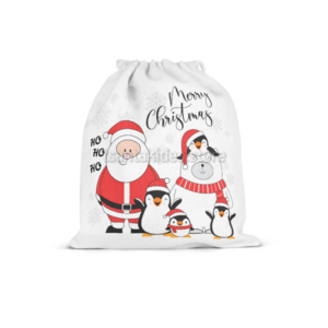 Snow Santa Βάπτιση Αγόρι – Πουγκί Υφασμάτινο με Κορδόνι