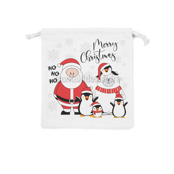 Snow Santa Βάπτιση Αγόρι – Πουγκί Υφασμάτινο με Κορδόνι