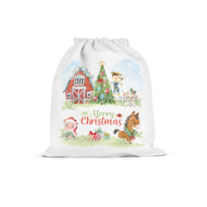 Christmas Farm Βάπτιση Αγόρι – Πουγκί Υφασμάτινο με Κορδόνι