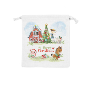 Christmas Farm Βάπτιση Αγόρι – Πουγκί Υφασμάτινο με Κορδόνι