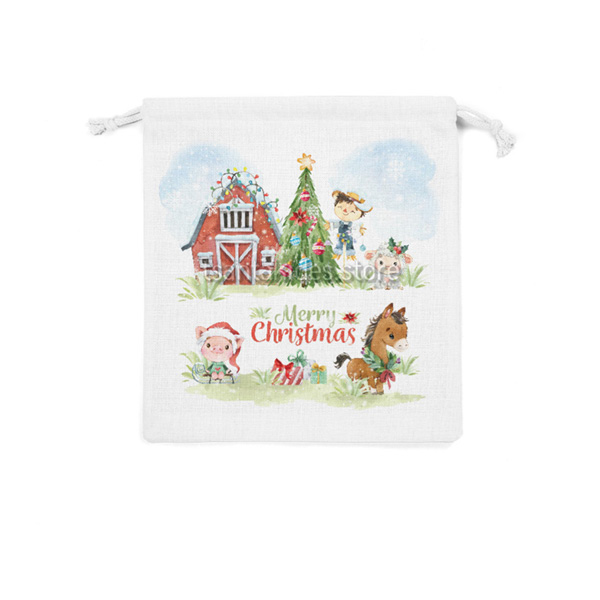 Christmas Farm Βάπτιση Αγόρι – Πουγκί Υφασμάτινο με Κορδόνι