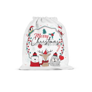 Happy Christmas Βάπτιση Αγόρι – Πουγκί Υφασμάτινο με Κορδόνι